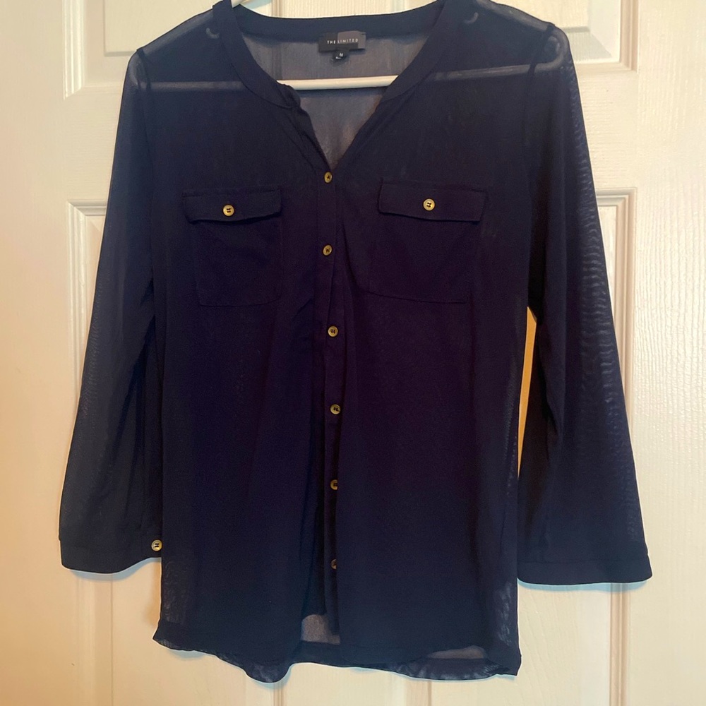 The Limited Dark Blue 3/4 Sleeve Top. Size Medium.